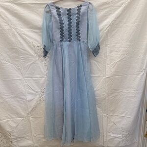 Vintage Emma Domb Light Blue Chiffon Long Dress Gown Back Zip Sz XS/S